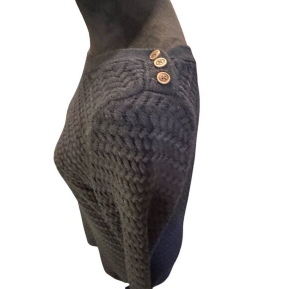 Lucy & Laurel Womens Black Textured Knit Pullover Sweater With Button Details Lo - Picture 10 of 10